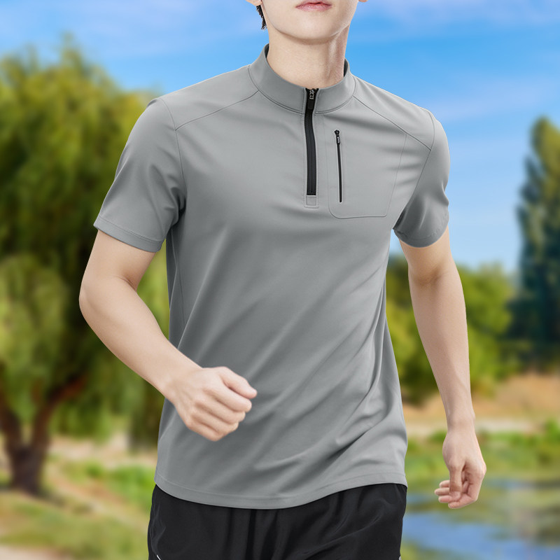 T Shirt Dry Fit - Męska koszulka z krótkim rękawem, zapinana